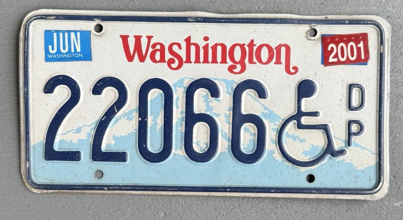 Vintage WA Disabled License Plate Washington Handicapped Wheelchair Lic