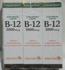 Nature's Bounty Vitamin B-12 5000 mcg Sublingual Liquid Health 2 fl oz 3 Pack 