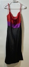Express Womens Red Purple Black Colorblock Spaghetti Strap Slip Dress Size M