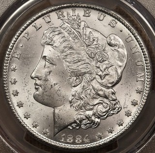 1884 CC Morgan dollar PCGS MS64 frosty satin white DKRCs DOLLAR DEAL WEDNESDAY!