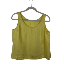 Eileen Fisher Yellow 100% Irish Linen Tank Top Sz 1X Coastal Lightweight Resort