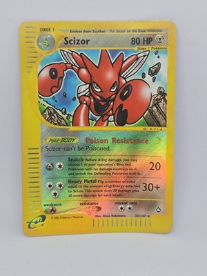 Pokémon Tcg Scizor 32/147 Aquapolis Rare E-Reader Non Holo LP