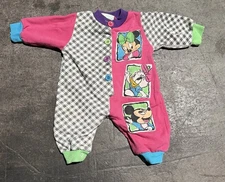 Vintage Disney Babies AOP One Piece Romper Minnie Daisey Mickey Kidcore 0-3 Mo