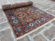 Handmade Afghan Super Kazak Runner 3x7 | Wool Oriental Hallway Carpet Rug