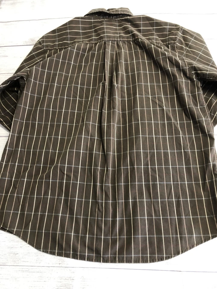 Basic Editions Shirt Mens Large Brown Plaid Button Down Long Sleeve Pocket Check - Image 4 of 4