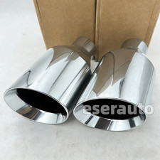2x Dodge Rt Srt Ram 5 Big Silver Exhaust Tip 2.5 Inlet Angle Cut Double Wall