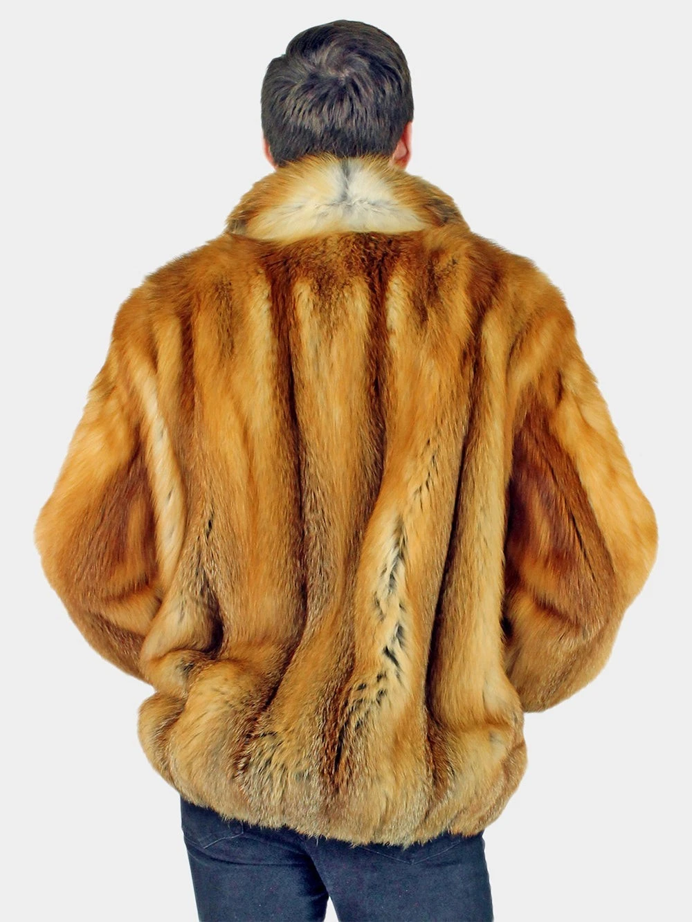 Real Fox Fur Jacket For Men -Men's Red Real Fox Fur Jacket image 3