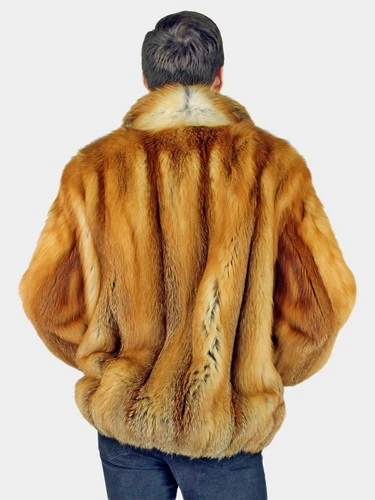 Real Fox Fur Jacket For Men -Men's Red Real Fox Fur Jacket image 3