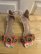 Betsey Johnson Women  s Brandee Colorful Macrame Beads Embellished Sandals 9.5M