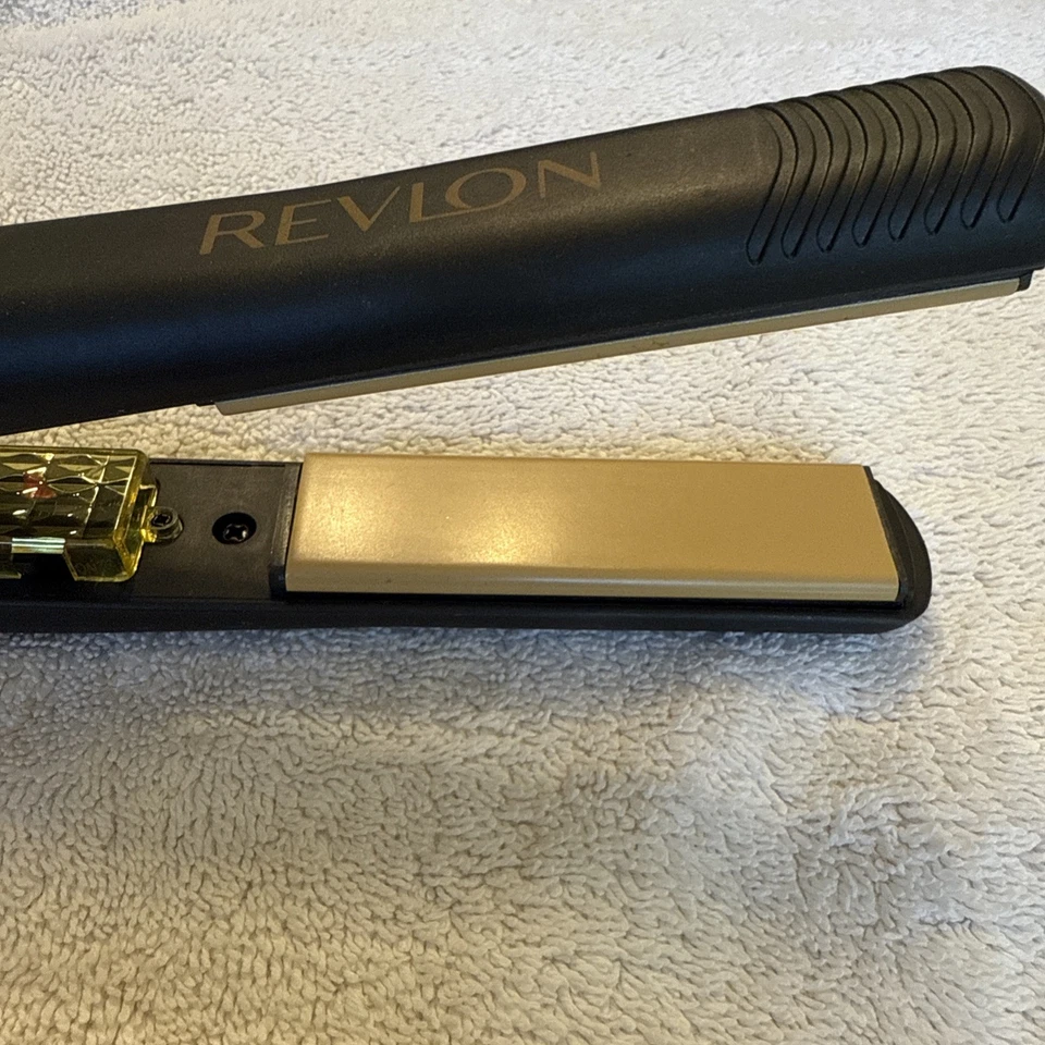 Flat Iron Straightener Revlon 1” RVST2046 Gold Black Ceramic Tourmaline - Tested - Image 2 of 3
