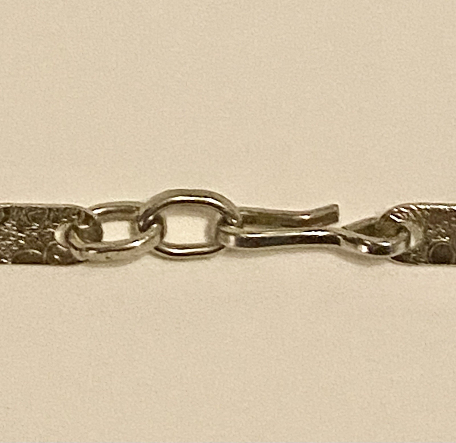 Silver Tone Textured Rectangle Panel Link Chain N… - image 6