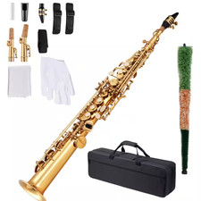 Straight Soprano Saxophone B Flat Brass, Saxophone Beginner Kit with Carrying Ca