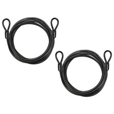 2pcs 3/16" Dia 9.2ft Security Cable Lock Vinyl Coated Steel with Loops Black