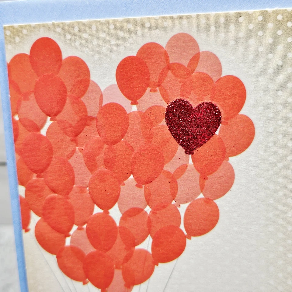 Hallmark Anniversary Greeting Card 5x7 Mickey Minnie Mouse Balloons Glitter - Image 3 of 4