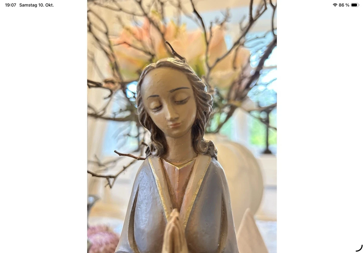 Biblische Holzfigur, Muttergottes, heilige Maria, geschnitzt, Vintage, Art Deco
