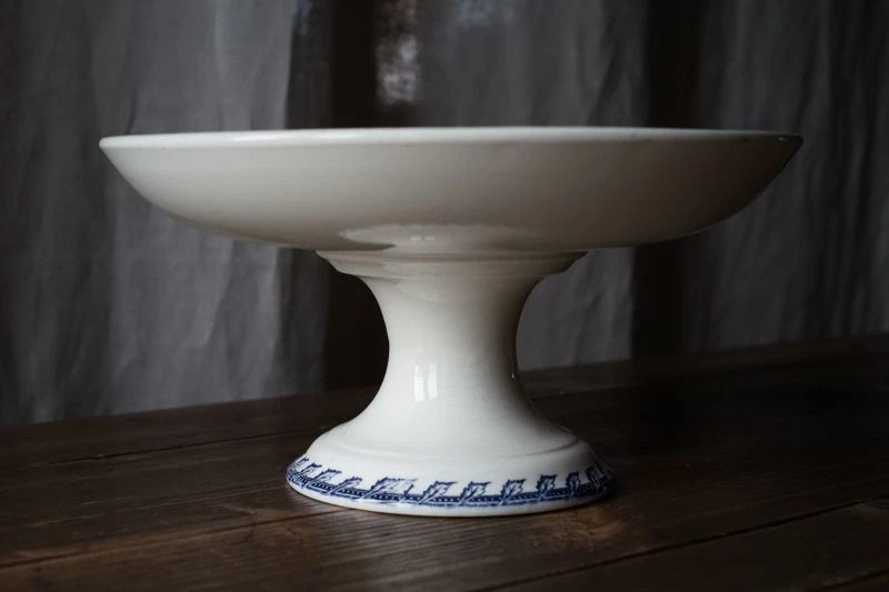 Grand compotier ancien assiette en faience blanche couronne K&G Lunéville - Photo 3/4