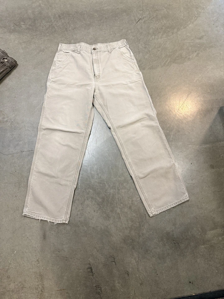 Pantalones de mezclilla Carhartt color caqui claro para hombre vintage 36x31 Foto 2 de 4