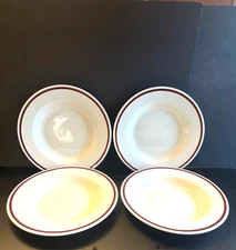 4 Steelite International Shallow Pasta Plate Bowls Burgundy  Band  11.5" England