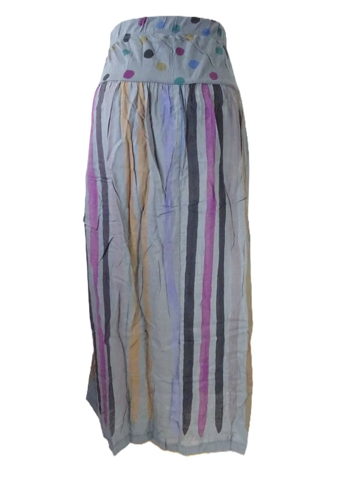 Gudrun Sjoden Siena Skirt Size XL 20 Grey Striped Polka Dot Modal Midi: 33" Long - Image 2 of 4