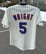 VTG Majestic New York Mets David Wright Mens Small MLB Jersey Pinstripe Cream