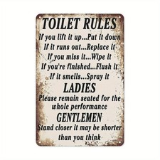 Humorous Vintage"Toilet Rules"Tin Metal Signs Home D cor 8x12 Waterproof Weather