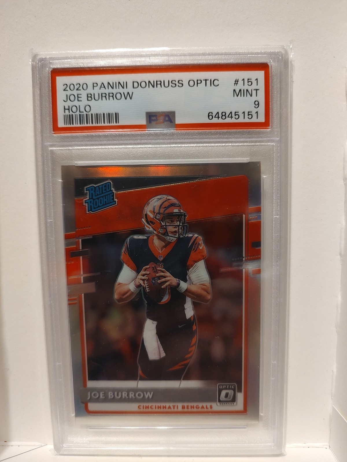 2020 DONRUSS OPTIC JOE BURROW CINCINNATI BENGALS RATED ROOKIE HOLO MINT PSA 9 RC