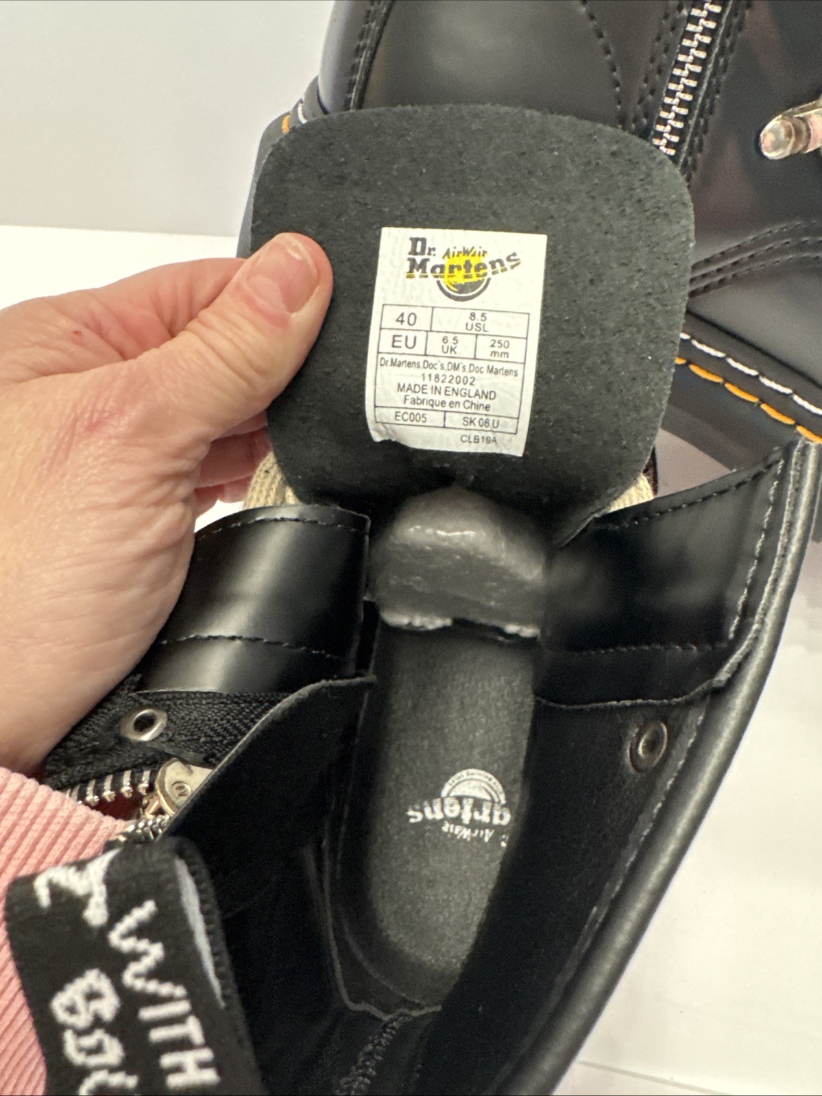 Dr Martens Jadon Hi Strap Wrap Platform Boots Black Leather EU40 US8.5 Side Zip image 8