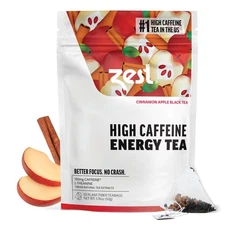 Zest 150mg Cinnamon Apple Black Tea - 20 Pack - All Natural Energy