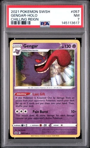 145113617 Gengar 2021 Pokemon Sword & Shield Chilling Reign #057/198 Holo PSA 7