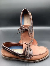 Sperry Top-Sider Leeward Two-tone  Brown Leather 2-Eye Boat Shoe Men's 9M 077896