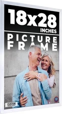 18x28 Frame Silver Real Wood Picture Frame Width 0.75 inches | Interior Frame De
