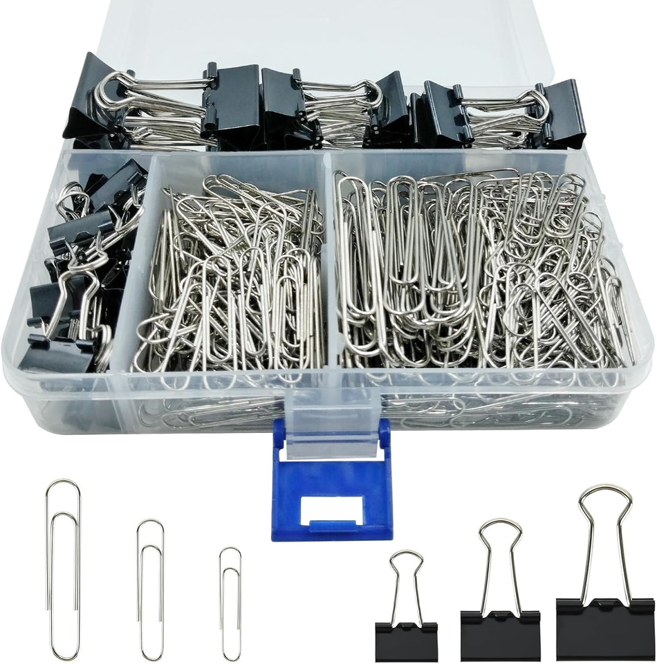 340 PCS Paper Clips and Binder Clips Assorted Sizes, 28Mm 33Mm 50Mm ...