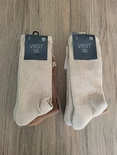 Vrst Men's Versatile Crew Socks Brown/ Sand 6 Pairs Size Large Arch Support New