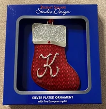 Monogram Stocking Letter 'K' Christmas Tree Ornament by Regent Square - NEW