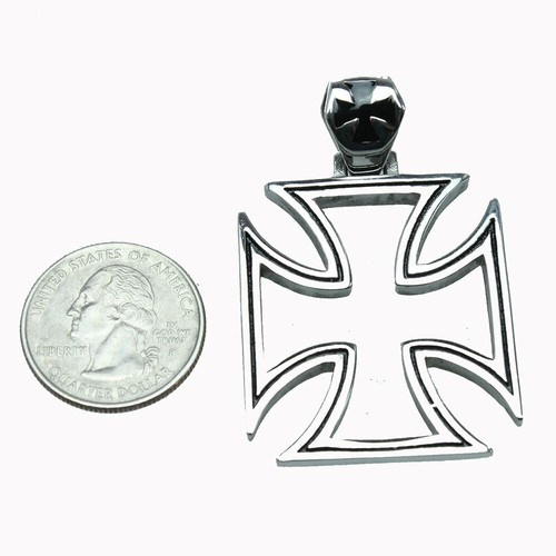 Stainless Steel Knights Templar Cross Punk Pendant Vintage Necklace Chain - Picture 2 of 2