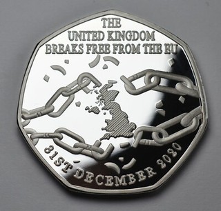 Brandneu Brexit "Breaking Free" Silber Gedenkmünze UK EU Politik Europa 2021