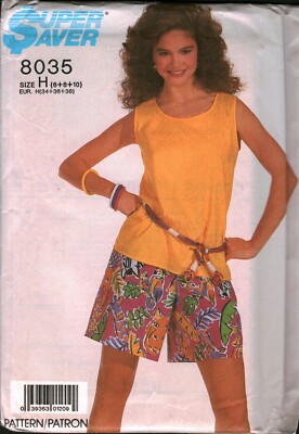 8035 Vintage Simplicity Sewing Pattern Misses Easy to Sew Top Pull on Shorts OOP