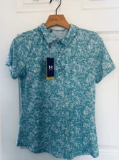 Under Armour Golf Polo Top Women's Small Blue Design $45 Retail New! UPF 30