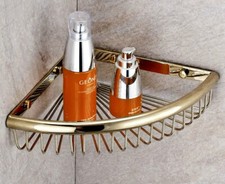 Bathroom Accessory Golden Brass Soap/ Sponge Corner Shower Storage Basket 2ba099