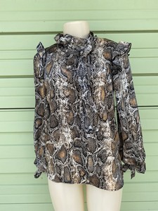 Nuevo Con Etiquetas Zara Piel De Serpiente Estampado de Pitón blusa mangas  Tie-Puños con volantes talla M #2622 | eBay