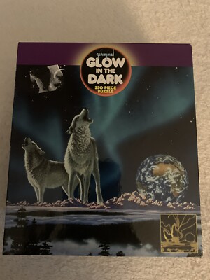 Sealed Ceaco Schimmel 550 Pc Glow In The Dark Puzzle ''Earth Song'' Wolves Aurora