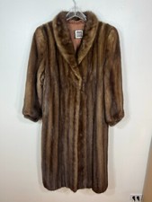 Saga Mink Fur Coat Brown Womens Medium Jacket 48" Length