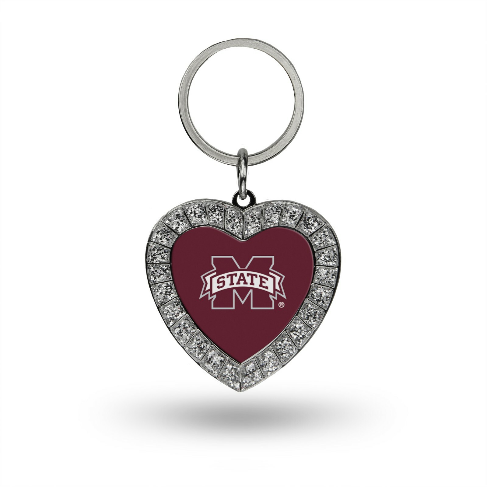 NCAA Appalachian State Mountaineers Rhinestone Heart Keychain - Black, 3 Inches, Team Color Sparkle