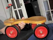 Vintage ZIPEES Deluxe Tot-Kar Ride On Toy w/ Handlebars & Wood Base