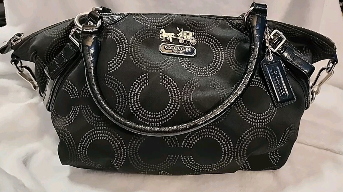 Coach Madison Dotted Op Art Sophia Satchel Shoulder Bag Purse