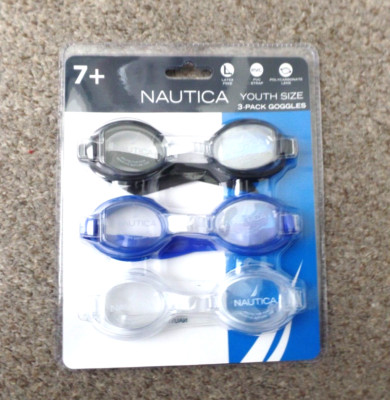 NAUTICA, SWIM GOOGLES, 3 PAIR PACK, NEW, 7+