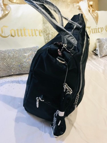 NEU SCHWARZ JUICY COUTURE ZWILLINGSHUNDE INNEN LOGO ABZEICHEN WEEKENDER TASCHE UVP £135 - Bild 16 von 19