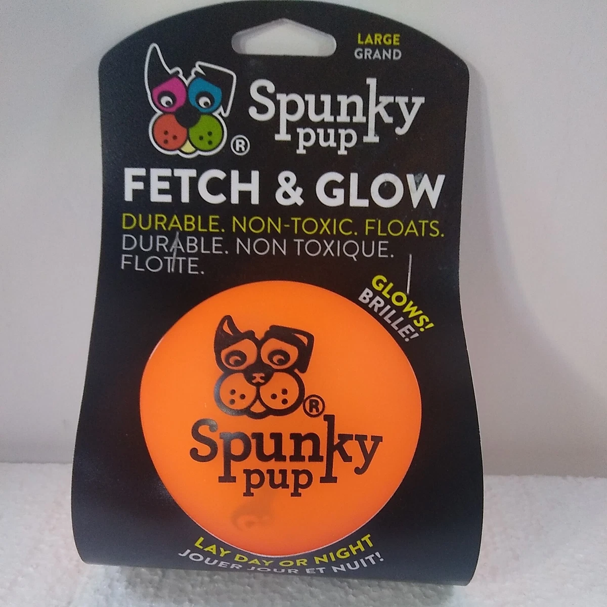 Spunky Pup Fetch and Glow Balls Large 3.5 inch diameter Assorted