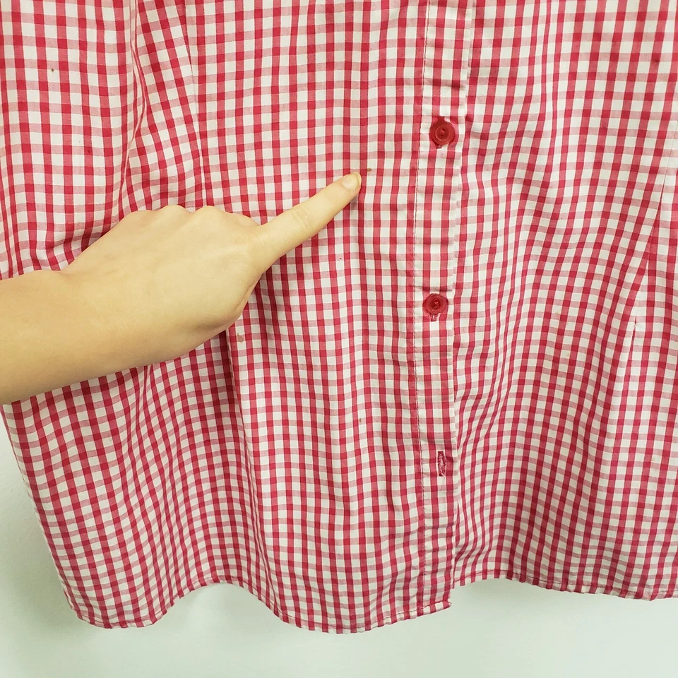 Top retro con botones de guinga ediciones básicas para mujer 2X rosa estilo 50S picnic maduro Foto 3 de 4