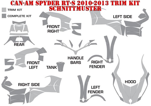 KIT DE DECORACIÓN DE CARRERAS AMR CAN-AM SPYDER RT/RT-S SILVERSTAR SILVERHAZE KIT DE AJUSTE B - Imagen 6 de 8